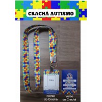 Kit Crachá Autismo com Cordão e Capinha 