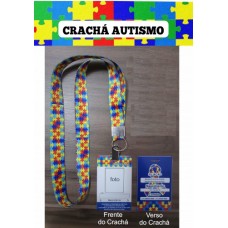 Kit Crachá Autismo com Cordão e Capinha 