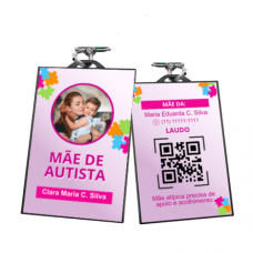 Kit Crachá Mãe de Autista  com cordão e capinha 